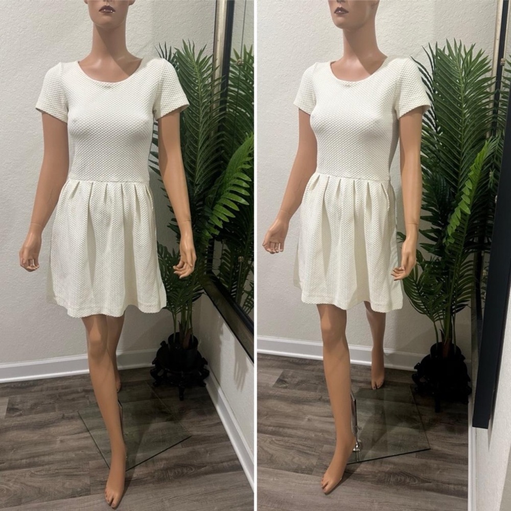 Ganni Textured Cream Mini Dress S